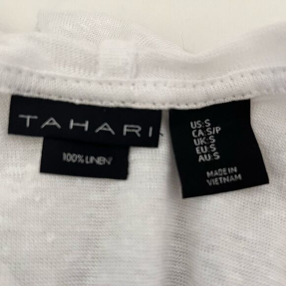 Tahari White Linen Cardigan   Sz S   NWT - Picture 3 of 4